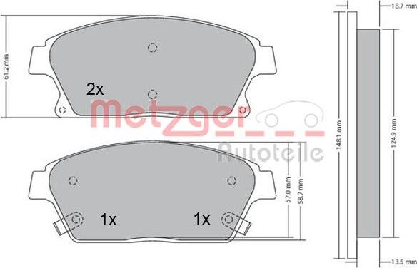 Metzger 1170292 - Bremžu uzliku kompl., Disku bremzes www.autospares.lv