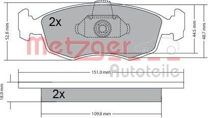 Metzger 1170249 - Bremžu uzliku kompl., Disku bremzes www.autospares.lv