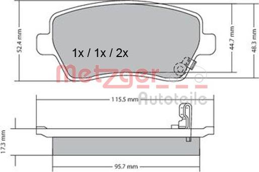 Metzger 1170243 - Brake Pad Set, disc brake www.autospares.lv