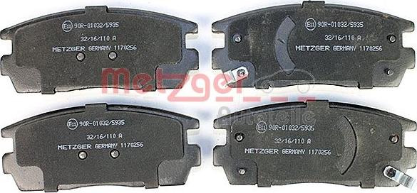 Metzger 1170256 - Тормозные колодки, дисковые, комплект www.autospares.lv