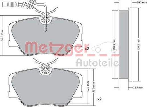 Metzger 1170258 - Bremžu uzliku kompl., Disku bremzes www.autospares.lv