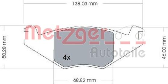 Metzger 1170257 - Тормозные колодки, дисковые, комплект www.autospares.lv