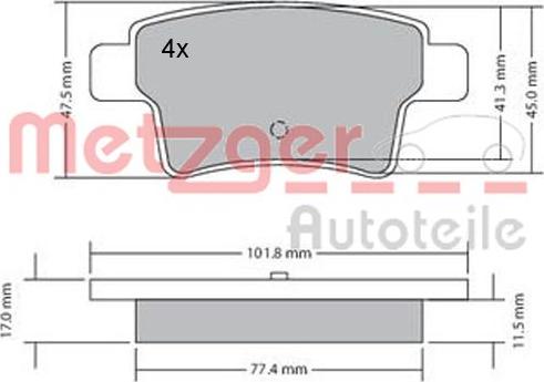 Metzger 1170264 - Bremžu uzliku kompl., Disku bremzes www.autospares.lv