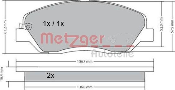 Metzger 1170205 - Bremžu uzliku kompl., Disku bremzes autospares.lv