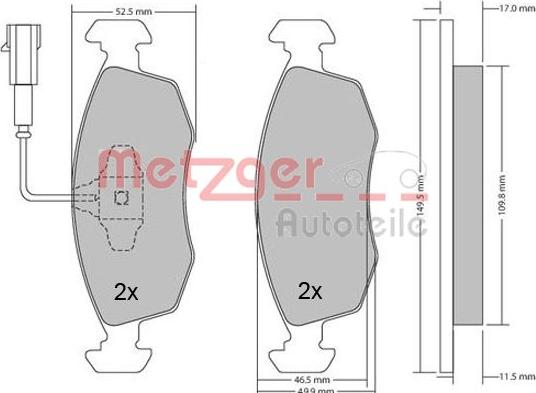 Metzger 1170202 - Bremžu uzliku kompl., Disku bremzes autospares.lv