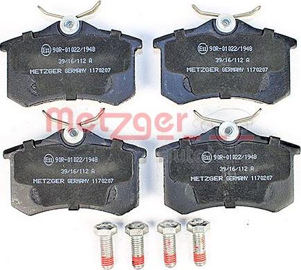 Metzger 1170207 - Тормозные колодки, дисковые, комплект www.autospares.lv