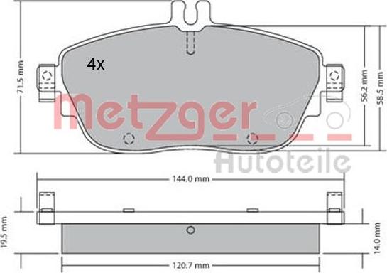 Metzger 1170215 - Bremžu uzliku kompl., Disku bremzes www.autospares.lv