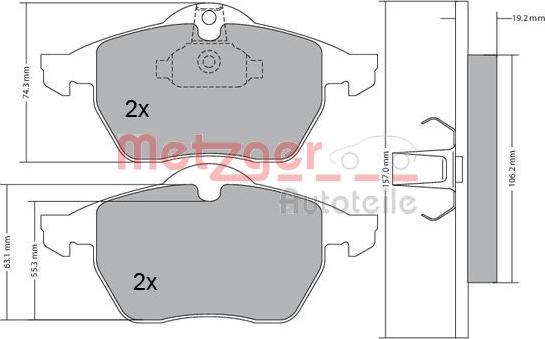 Metzger 1170216 - Тормозные колодки, дисковые, комплект www.autospares.lv