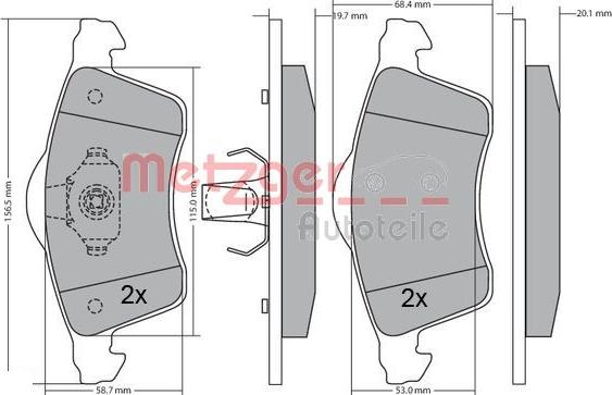 Metzger 1170218 - Bremžu uzliku kompl., Disku bremzes www.autospares.lv