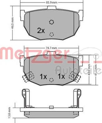 Metzger 1170212 - Тормозные колодки, дисковые, комплект www.autospares.lv