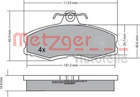 Metzger 1170286 - Brake Pad Set, disc brake www.autospares.lv