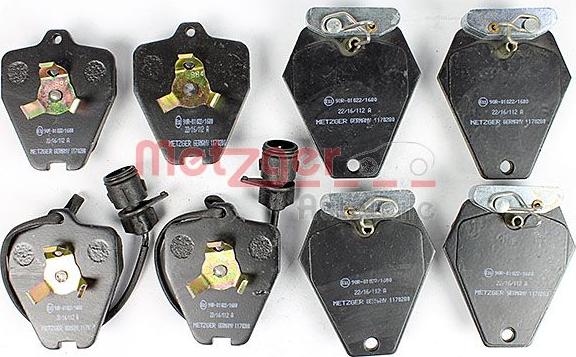 Metzger 1170280 - Тормозные колодки, дисковые, комплект www.autospares.lv