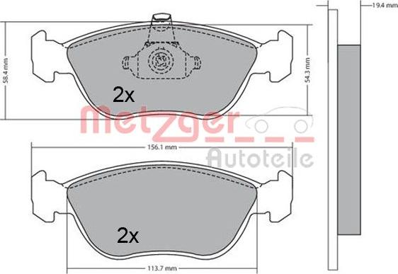 Metzger 1170282 - Brake Pad Set, disc brake www.autospares.lv