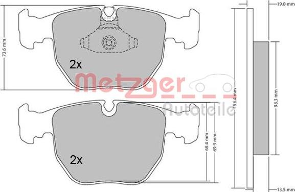 Metzger 1170238 - Bremžu uzliku kompl., Disku bremzes www.autospares.lv