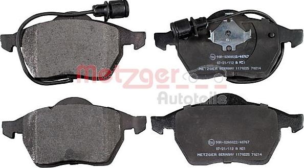 Metzger 1170225 - Тормозные колодки, дисковые, комплект www.autospares.lv