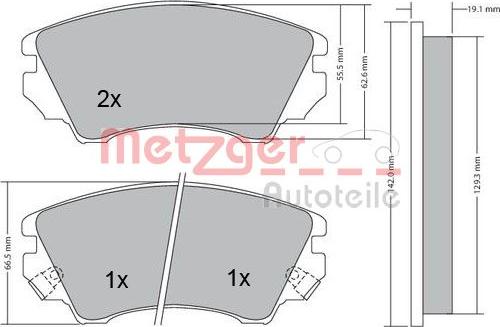 Metzger 1170221 - Brake Pad Set, disc brake www.autospares.lv