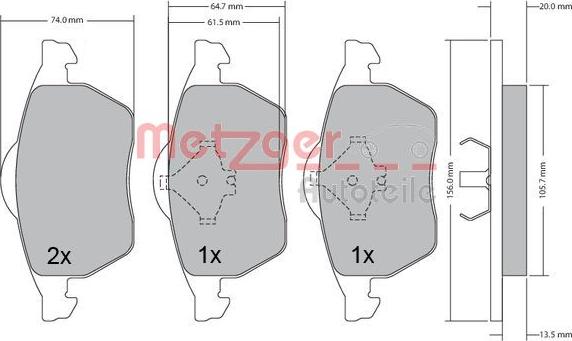 Metzger 1170278 - Bremžu uzliku kompl., Disku bremzes autospares.lv