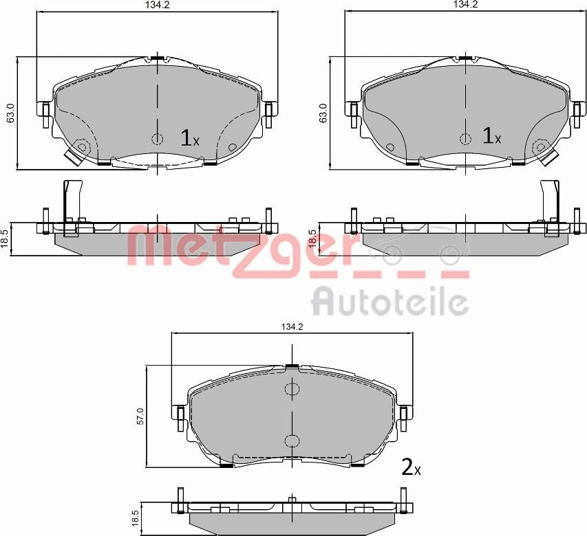 Metzger 1170797 - Bremžu uzliku kompl., Disku bremzes www.autospares.lv