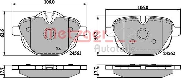 Metzger 1170784 - Bremžu uzliku kompl., Disku bremzes www.autospares.lv