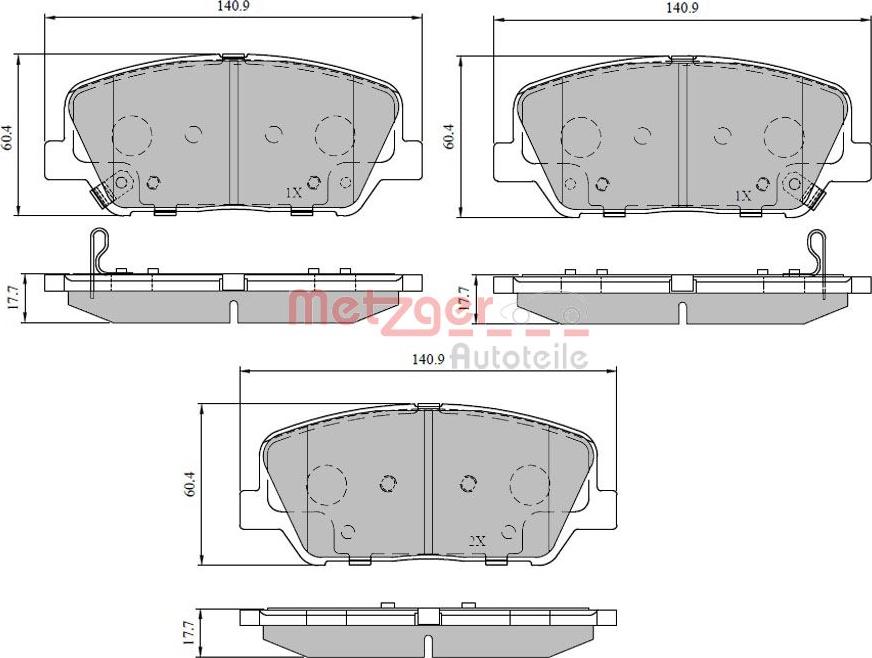 Metzger 1170780 - Bremžu uzliku kompl., Disku bremzes autospares.lv