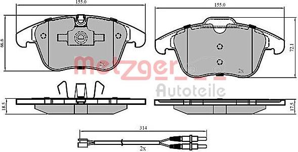 Metzger 1170773 - Bremžu uzliku kompl., Disku bremzes www.autospares.lv