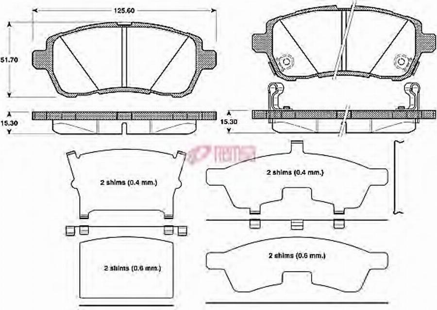 Metzger 1281.02 - Тормозные колодки, дисковые, комплект www.autospares.lv