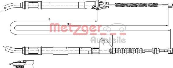 Metzger 17.1414 - Cable, parking brake www.autospares.lv