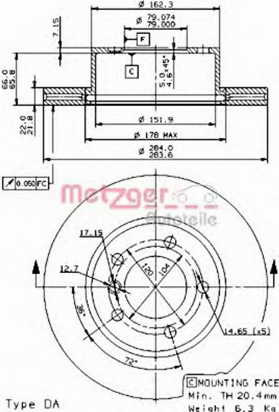 Metzger 24945E - Bremžu diski www.autospares.lv