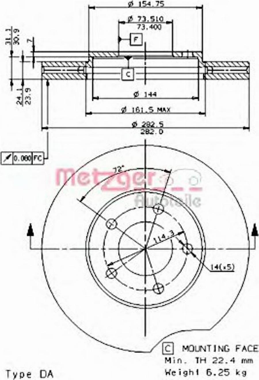 Metzger 24493 - Bremžu diski autospares.lv