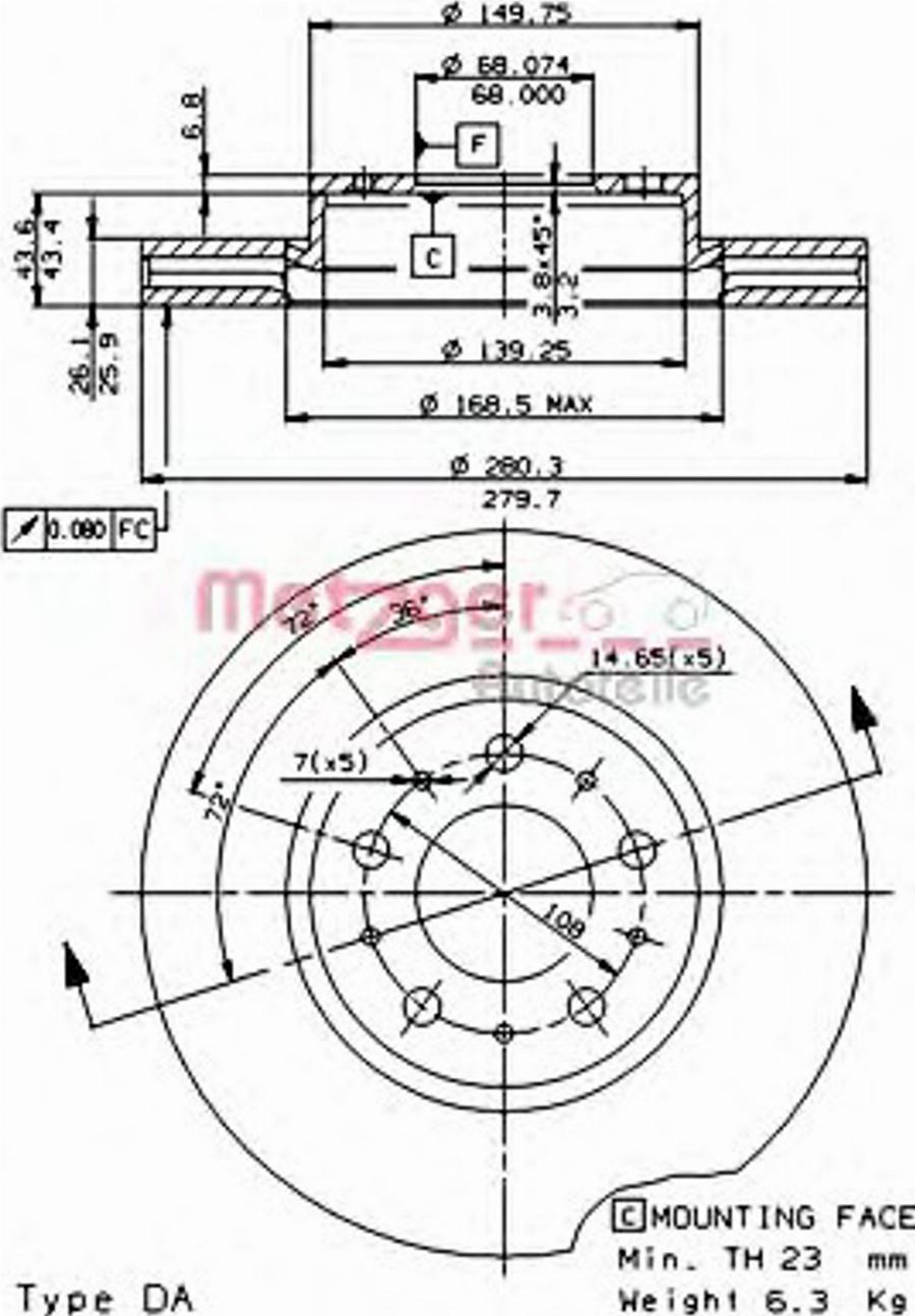 Metzger 24453V - Bremžu diski www.autospares.lv