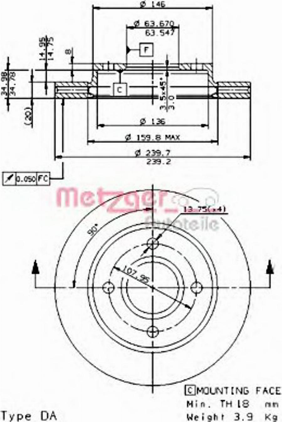 Metzger 24596E - Bremžu diski www.autospares.lv