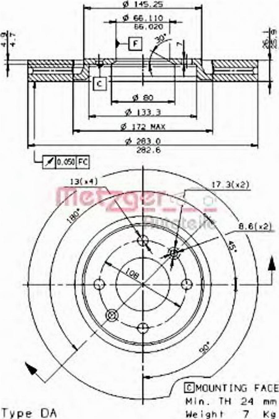 Metzger 24649E - Тормозной диск www.autospares.lv