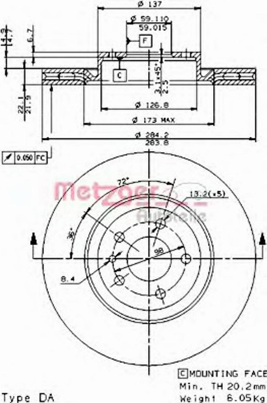 Metzger 24243V - Bremžu diski www.autospares.lv