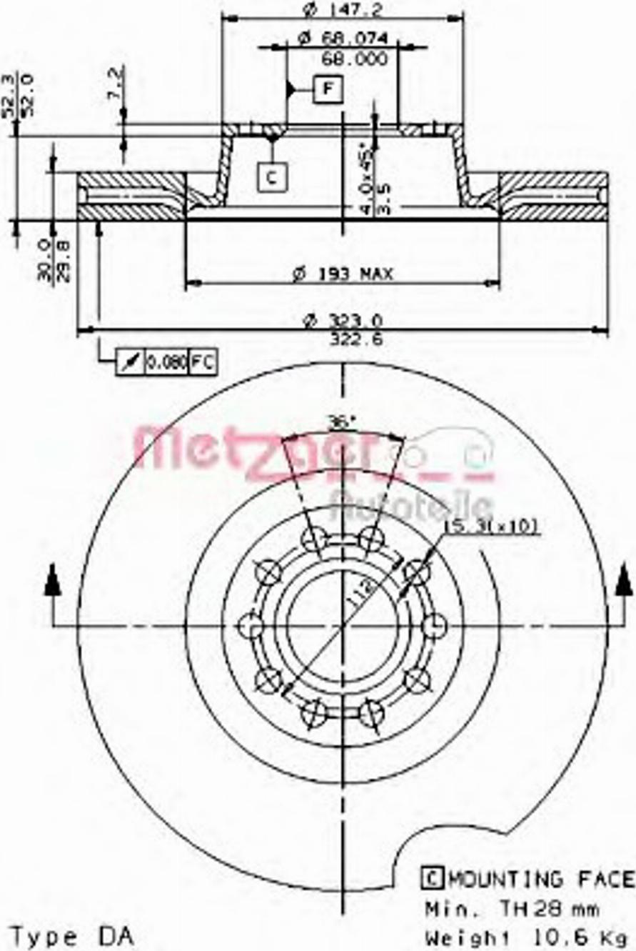 Metzger 24784 V - Bremžu diski autospares.lv