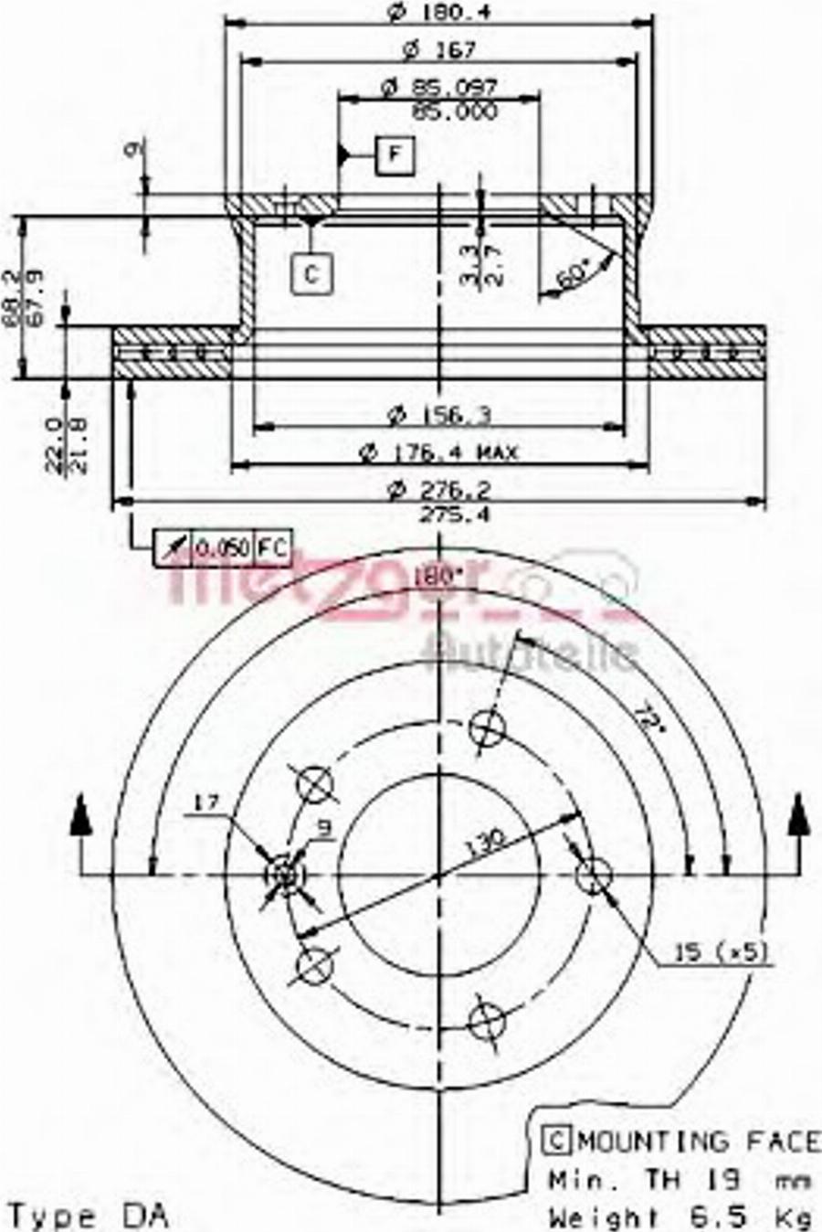 Metzger 24722 E - Bremžu diski www.autospares.lv