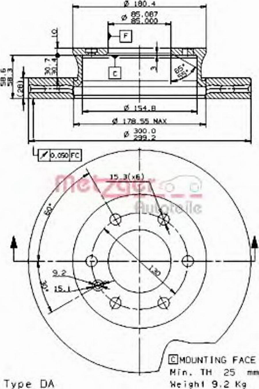 Metzger 25053 E - Bremžu diski www.autospares.lv