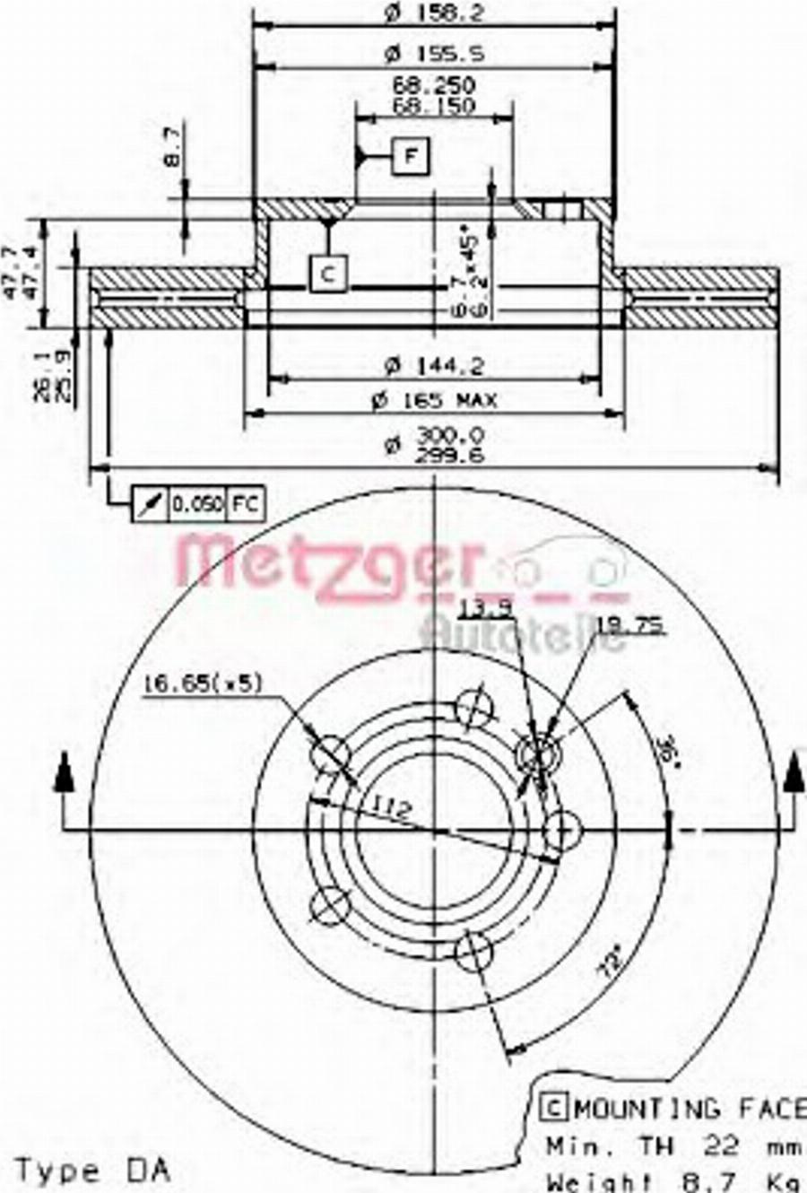 Metzger 25071 V - Brake Disc www.autospares.lv