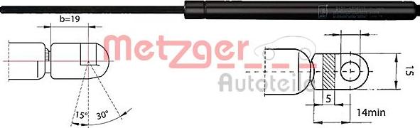 Metzger 2110368 - Gas Spring, boot, cargo area www.autospares.lv