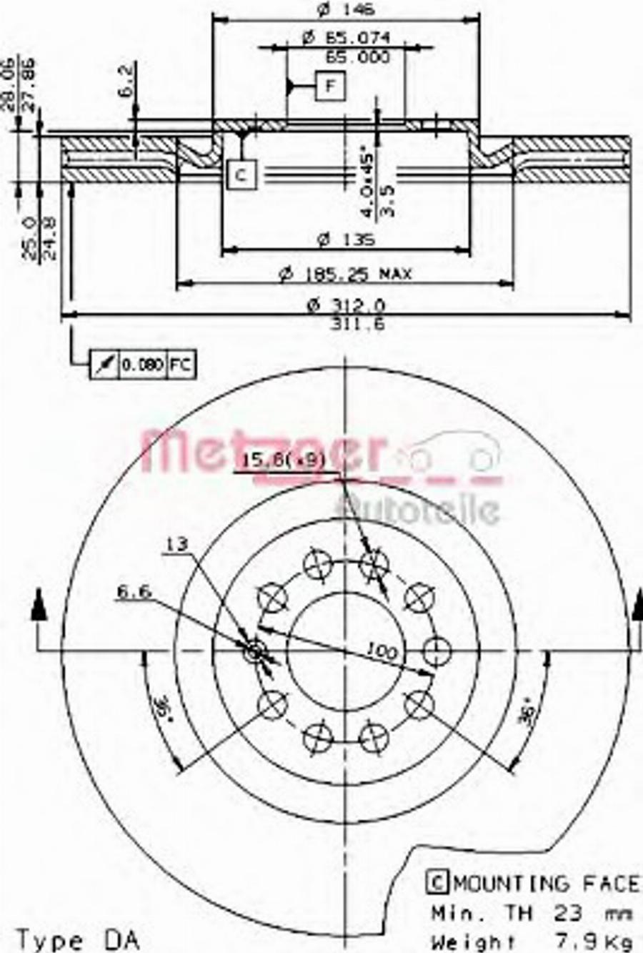 Metzger 22015V - Bremžu diski www.autospares.lv