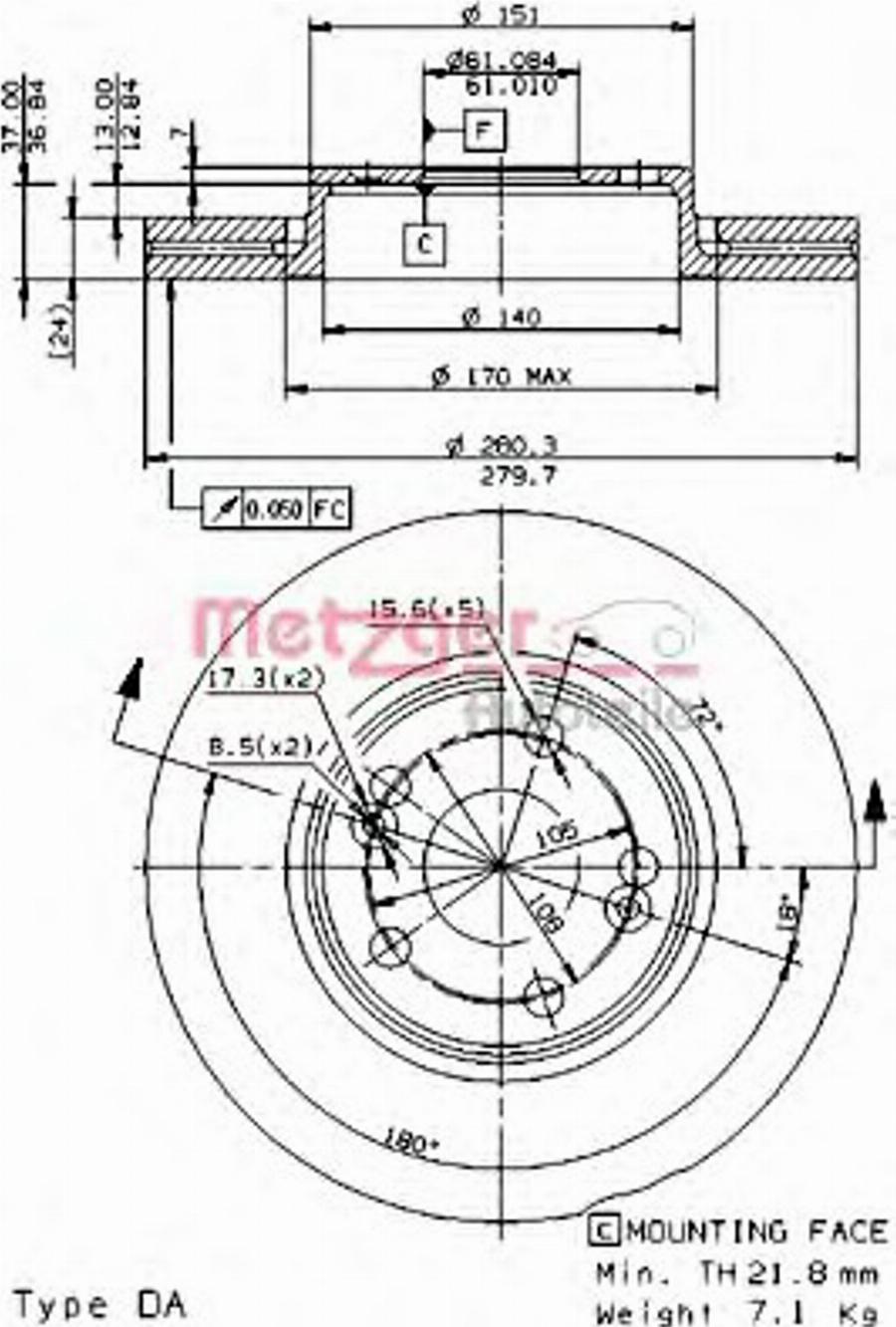 Metzger 22025E - Bremžu diski www.autospares.lv