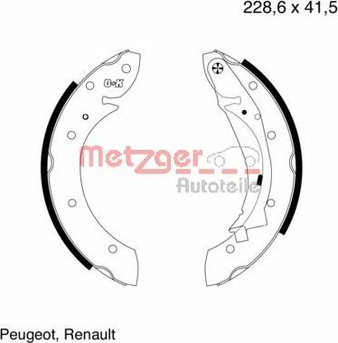 Metzger MG 634 - Brake Shoe Set www.autospares.lv