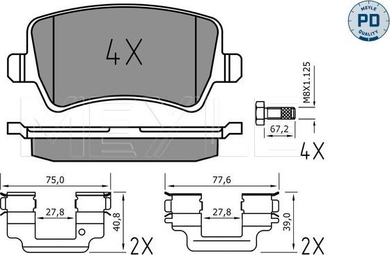 Meyle 025 244 9618/PD - Bremžu uzliku kompl., Disku bremzes autospares.lv