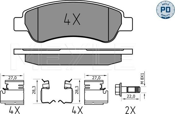 Meyle 025 244 6519/PD - Тормозные колодки, дисковые, комплект www.autospares.lv