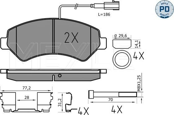 Meyle 025 244 6619-1/PD - Bremžu uzliku kompl., Disku bremzes autospares.lv