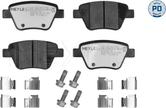 Meyle 025 245 6317/PD - Тормозные колодки, дисковые, комплект www.autospares.lv