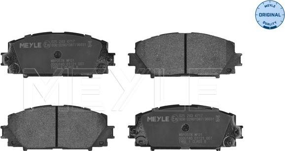 Meyle 025 243 4717 - Тормозные колодки, дисковые, комплект www.autospares.lv