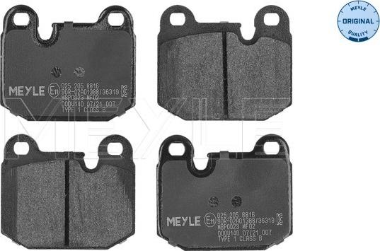 Meyle 025 205 8816 - Тормозные колодки, дисковые, комплект www.autospares.lv