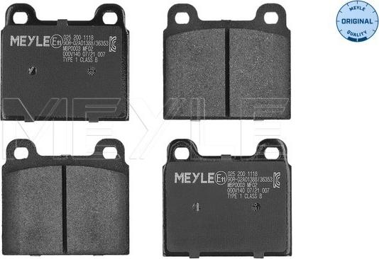 Meyle 025 200 1118 - Brake Pad Set, disc brake www.autospares.lv