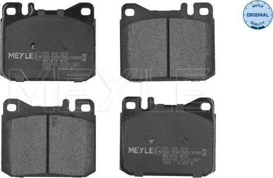 Meyle 025 203 9215 - Bremžu uzliku kompl., Disku bremzes www.autospares.lv