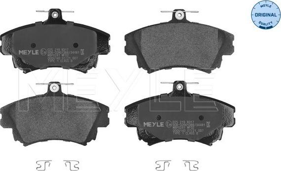 Meyle 025 219 8317 - Brake Pad Set, disc brake www.autospares.lv